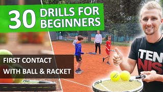 30 Tennis Drills For Beginners  First Time Tennis Lessons [upl. by Oberg803]