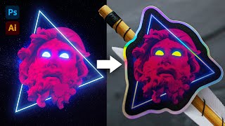 How to Design Holographic Stickers Using Photoshop amp Illustrator [upl. by Balthazar]