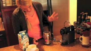 Nespresso Aeroccino Plus Frother Review Frothing Almond Milk [upl. by Adnolor]